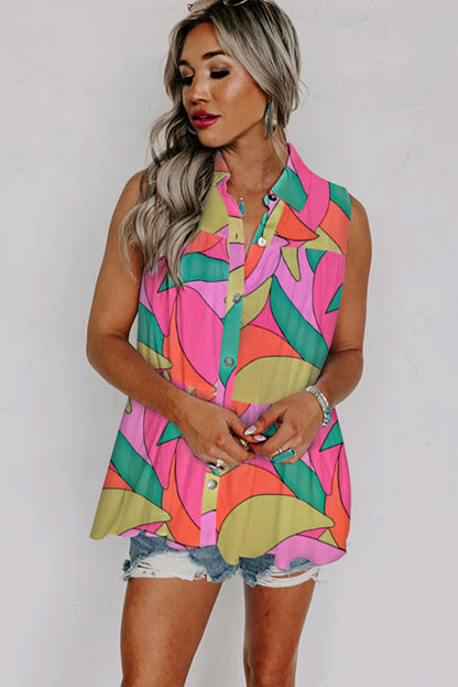 Multicolor Geometric Colorblock V Neck Tiered Maxi Dress