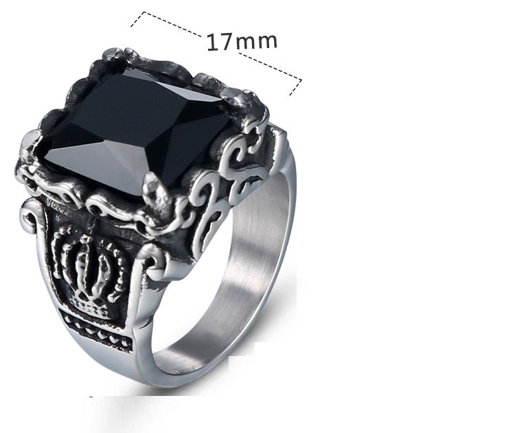 Black Stone Crown Ring