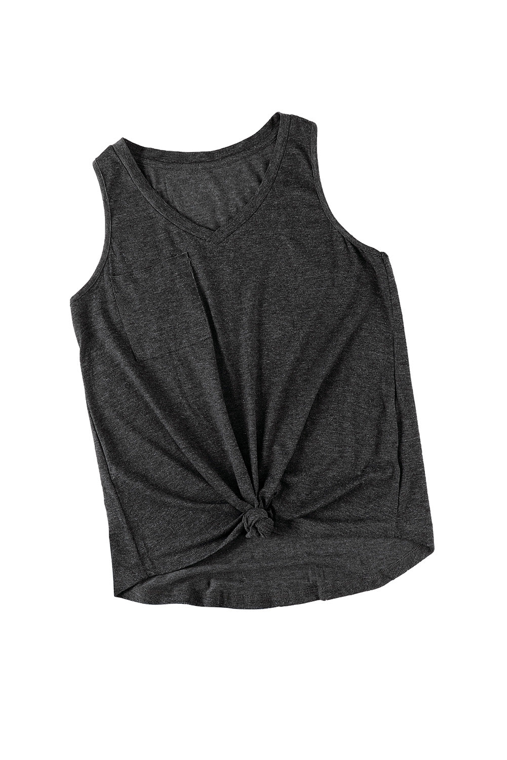 Casual V Neck Racerback Tank Top With Pocket