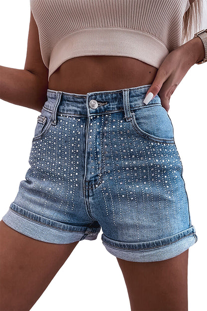 Ashleigh Blue Rhinestone Embellished Denim Shorts