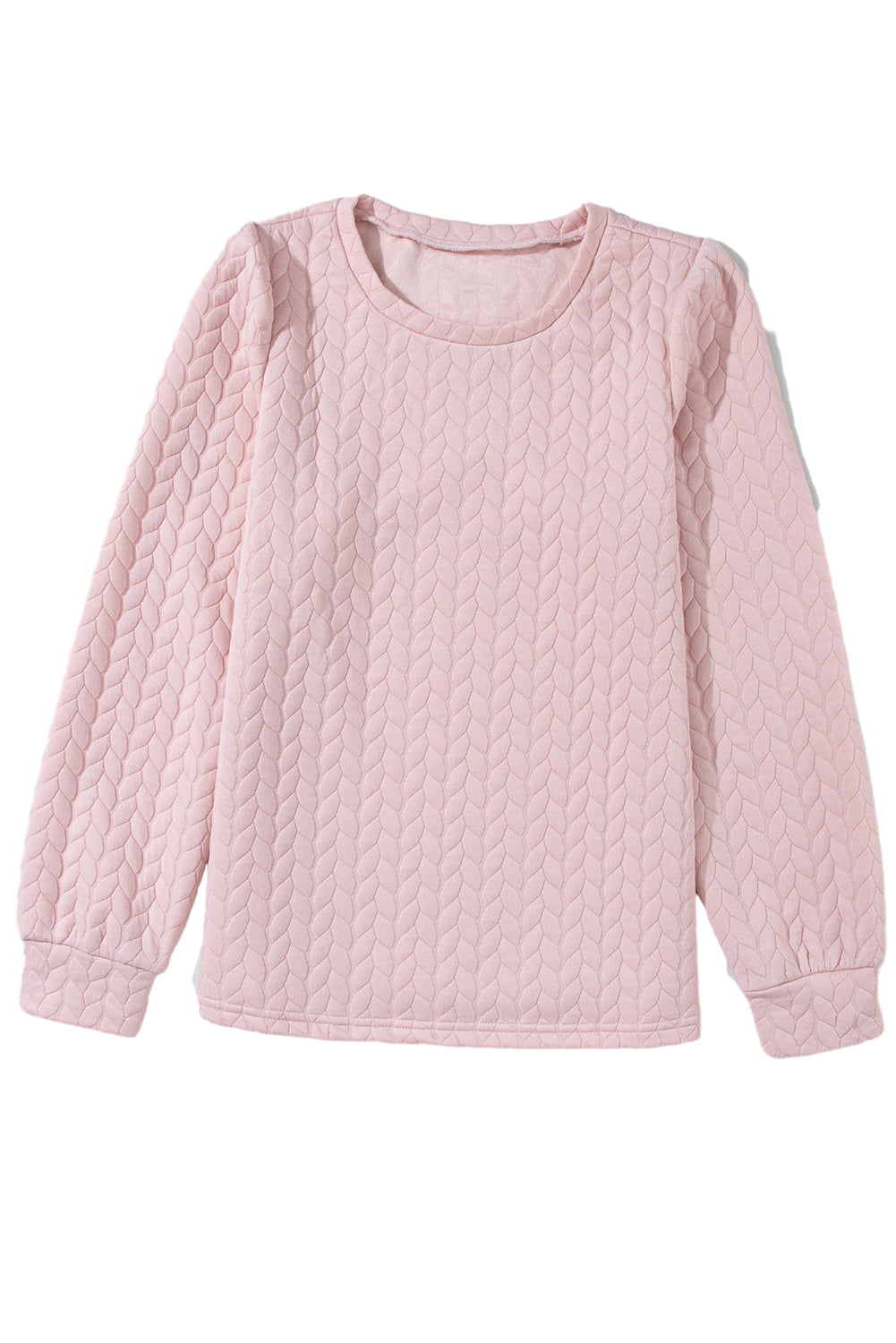 Rosy Waffle Quilted Puff Sleeve Sweatshirt