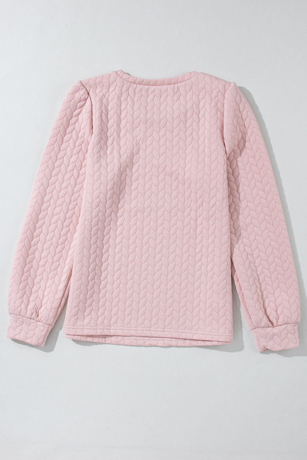 Rosy Waffle Quilted Puff Sleeve Sweatshirt