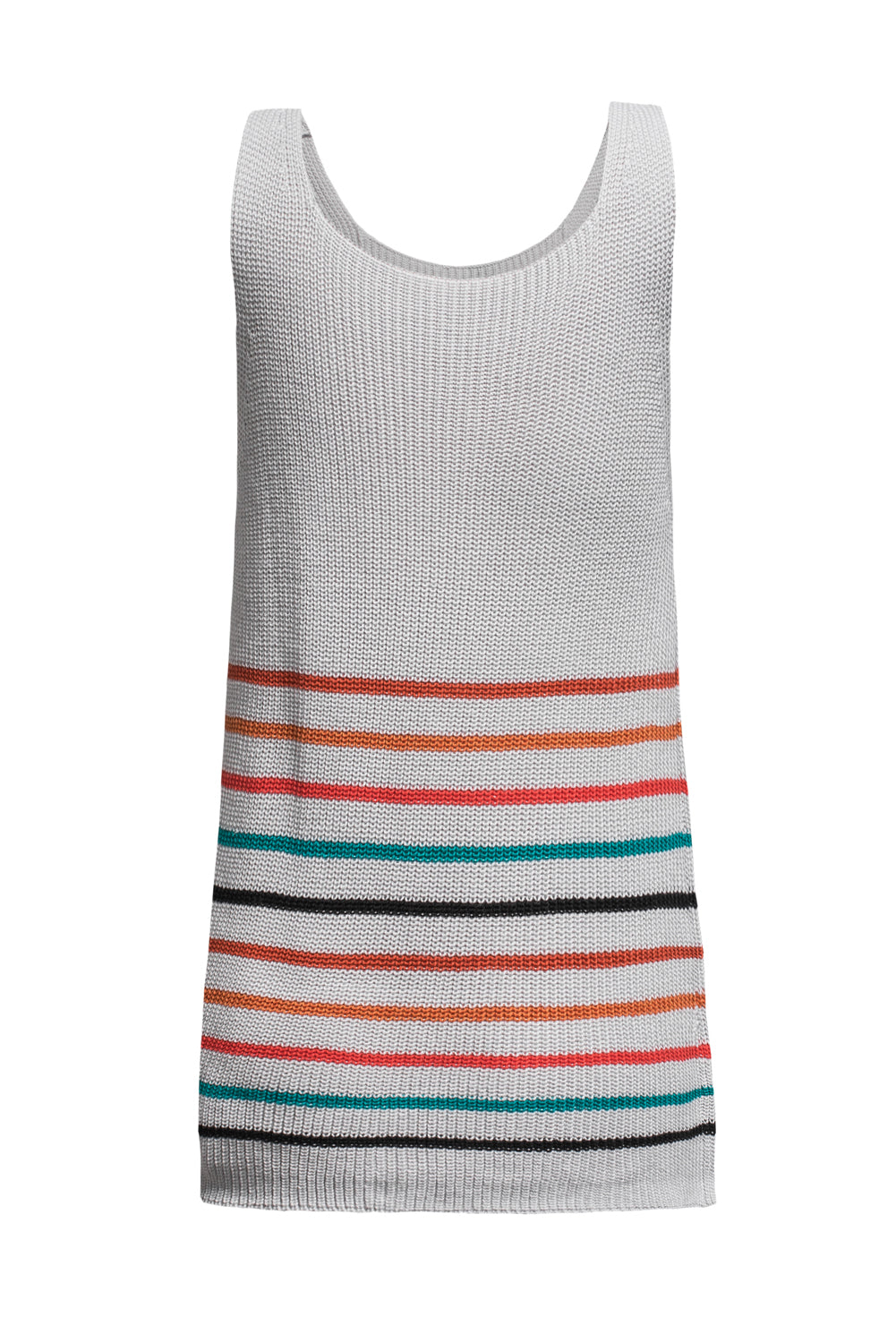 Multicolor Stripes White Knit Tank Top