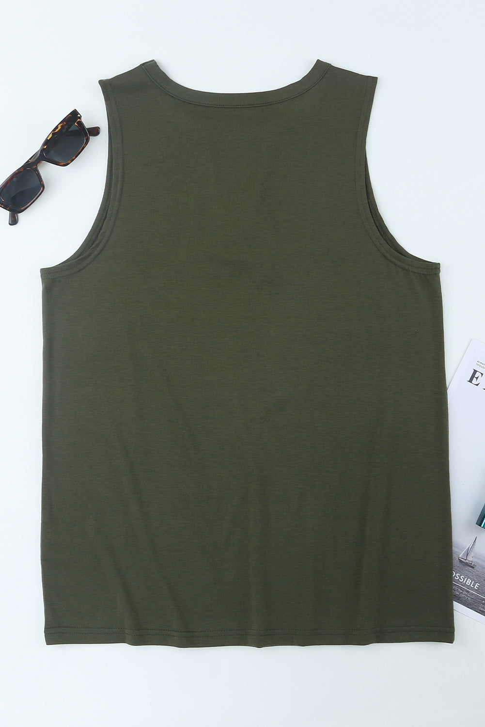 Casual Keyhole Neck Flag Print Tank Top