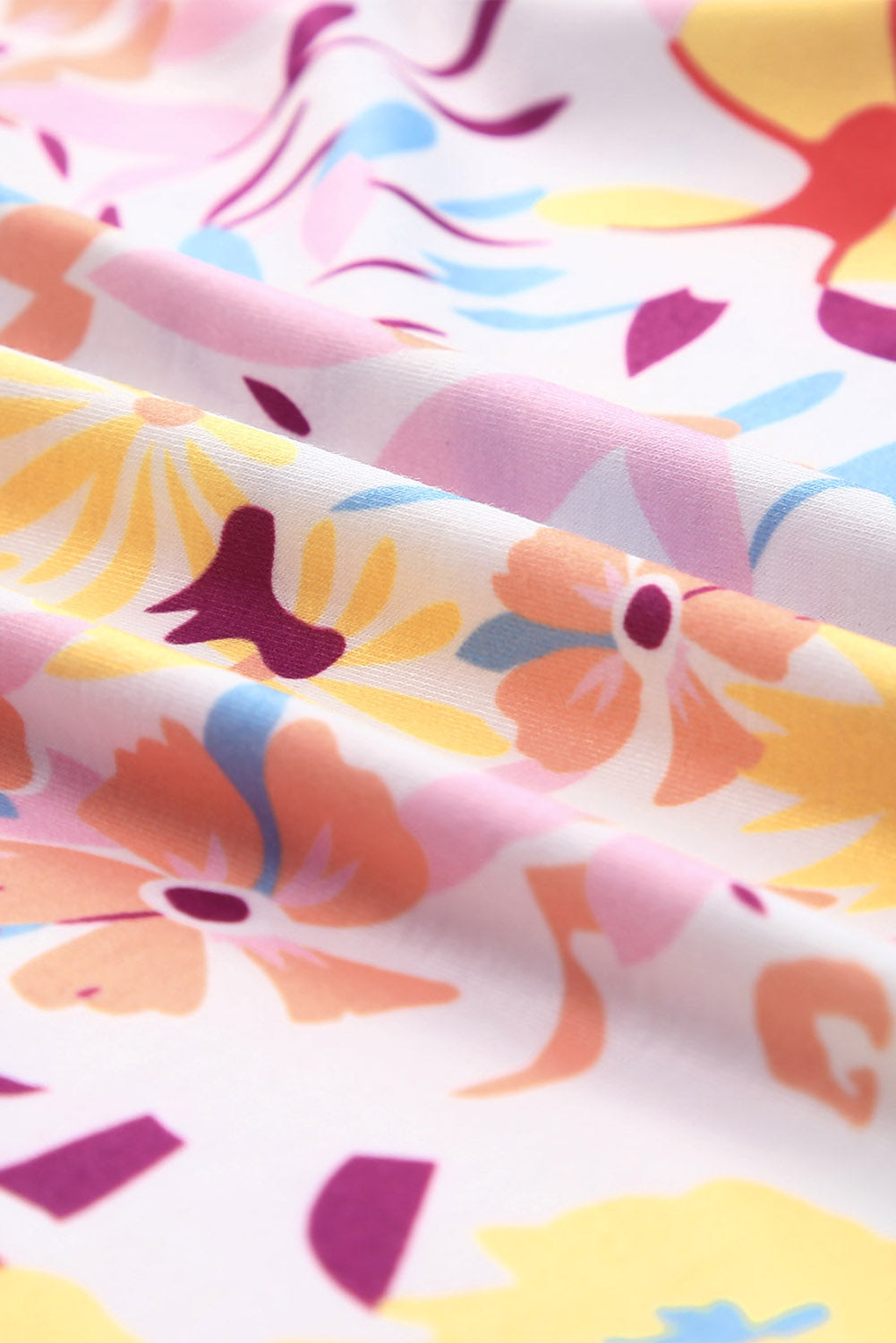 Multicolor Floral Print Ruffled Short Sleeve Plus Size Dress