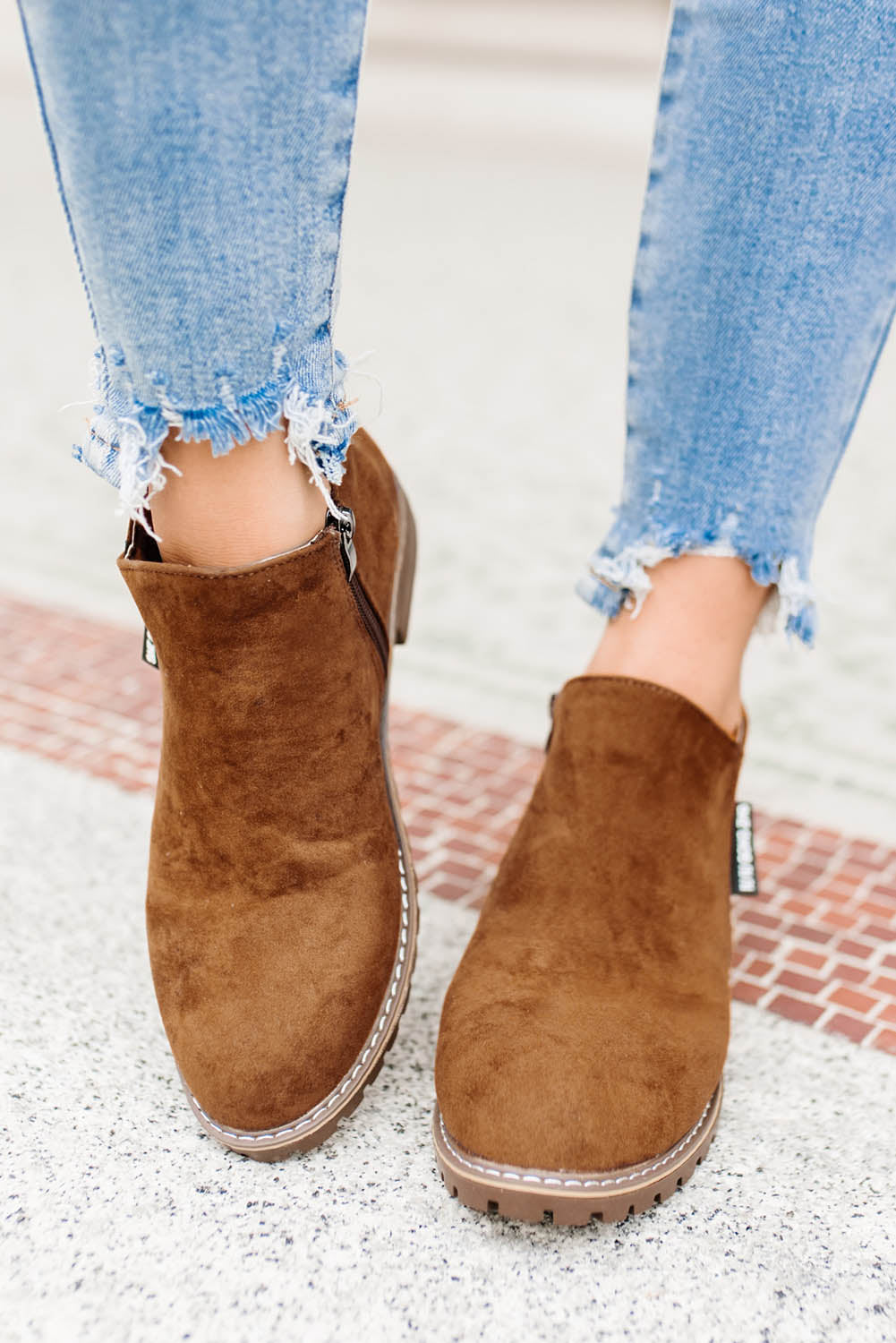 Casual Faux Suede Side Zip Ankle Boots