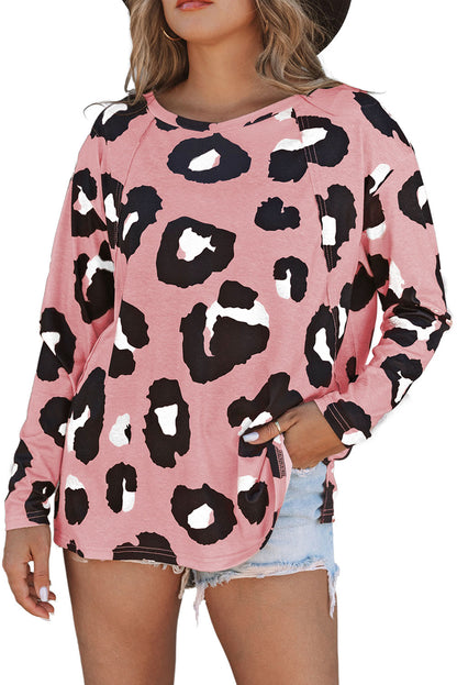 Print Drop Shoulder Pullover Long Sleeve Top