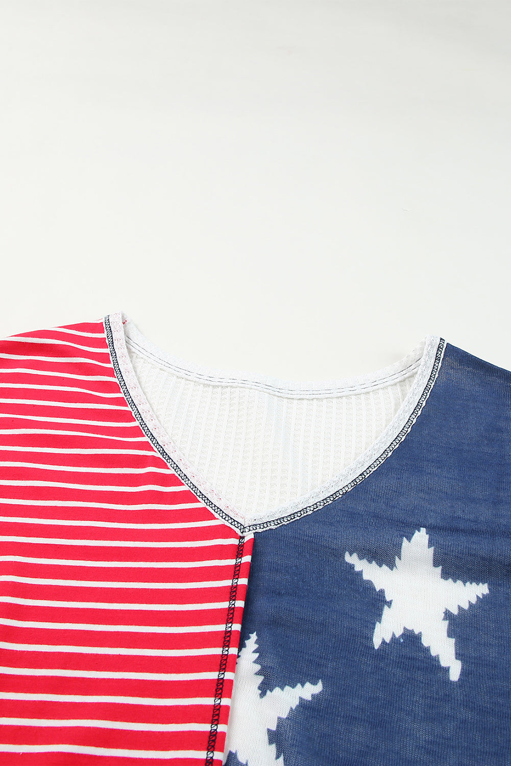 Multicolor Stripes Stars Print Knit Short Sleeve Top
