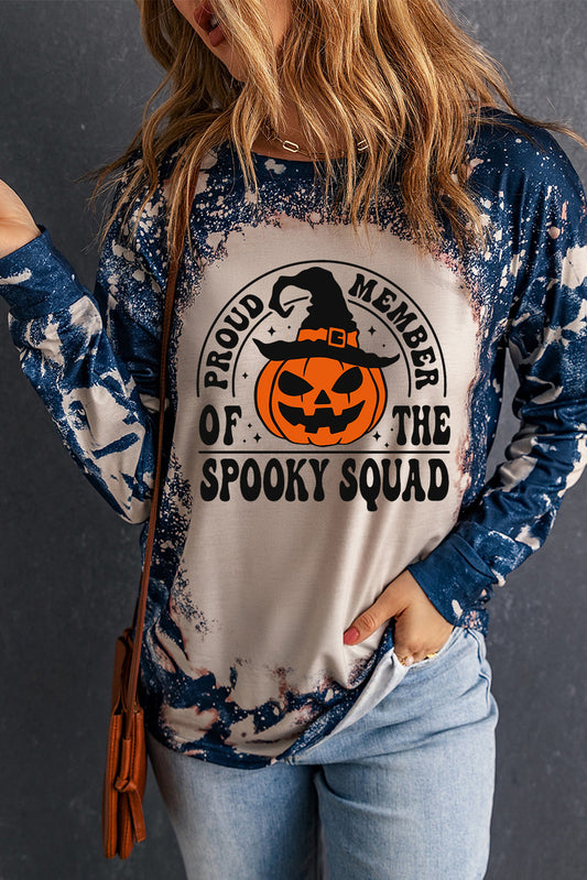 Multicolor Proud Member of The Spooky Squad Tie-dye Graphic Top