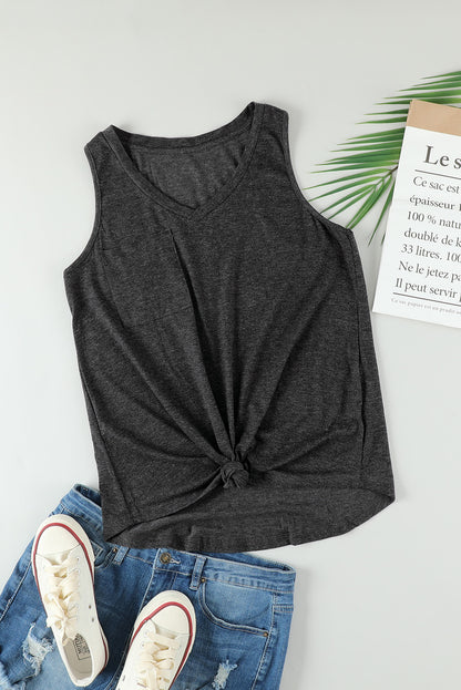 Casual V Neck Racerback Tank Top With Pocket