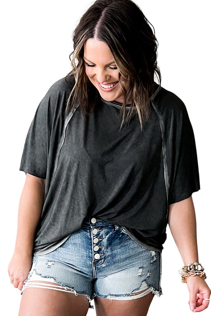 Expose Seam Raglan Sleeve Plus Size T Shirt