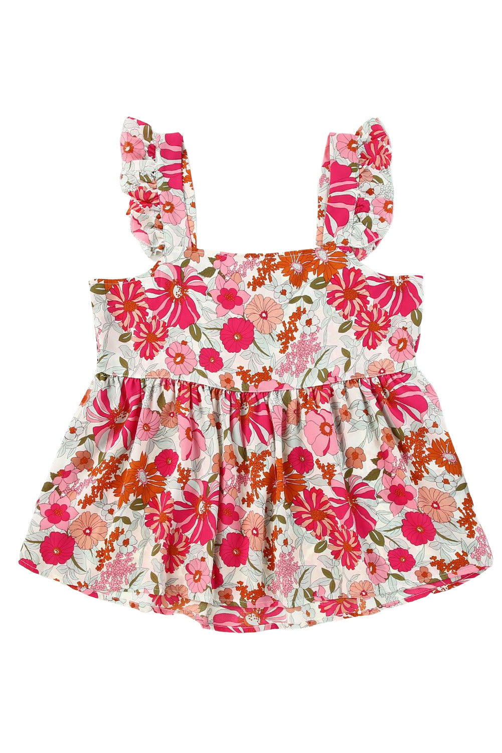 Floral Print Casual Ruffled Sleeveless Tiered Short Dress