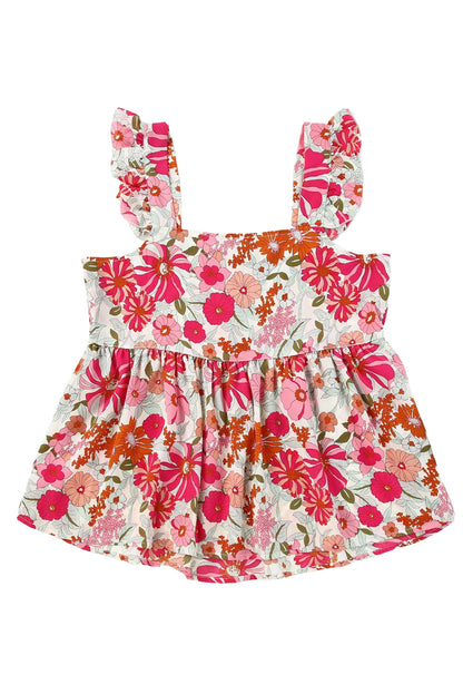 Floral Print Casual Ruffled Sleeveless Tiered Short Dress