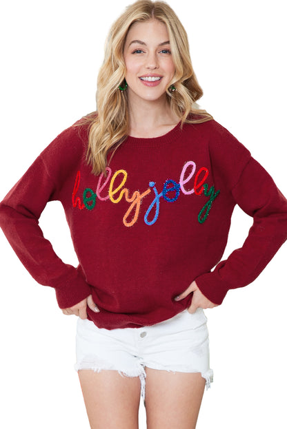 Glitter Merry & Bright Round Neck Knit Sweater