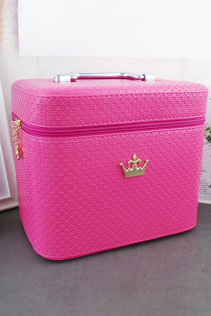 24*17.5*20 Crown Ornament Zipper Makeup Box with Insert Mirror