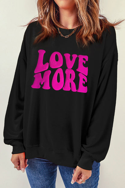 Black Valentine LOVE MORE Graphic Crew Neck Sweatshirt