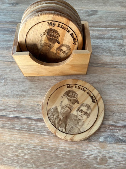 Custom Laser Photo Wooden Coasters