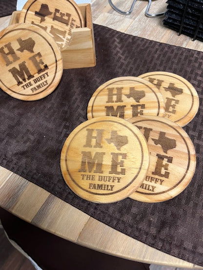 Custom Engraved Home -State Coasters with Name