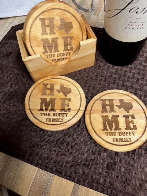 Custom Engraved Home -State Coasters with Name