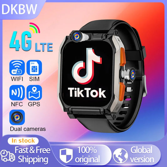 4G LTE SmartWatch with Google Youtube with WIFI GPS Position Tiktok Call 4G Net Sim Card Android Smart Watch 5MP HD Dual Camera
