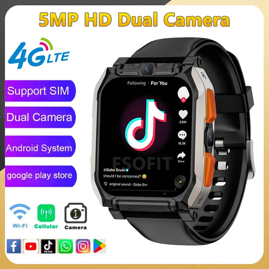 5MP HD Dual Camera Smart Watch 4G Net SIM Card Google Play Youtube NEW T3 GPS WIFI Position Tiktok Call Android 9 Smartwatch