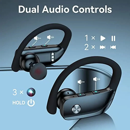 Bluetooth Over-Ear Buds, Built-in Mic 48hrs Play Back, LED Display