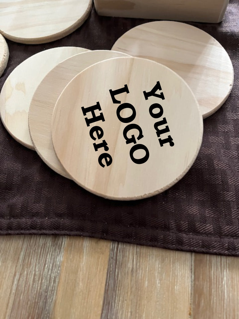 Custom Logo Engraved Wooden Coasters