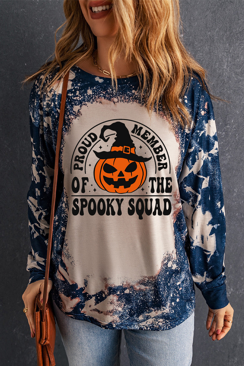 Multicolor Proud Member of The Spooky Squad Tie-dye Graphic Top