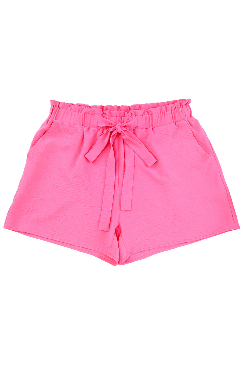 Casual Paperbag High Waist Textured Plus Size Shorts