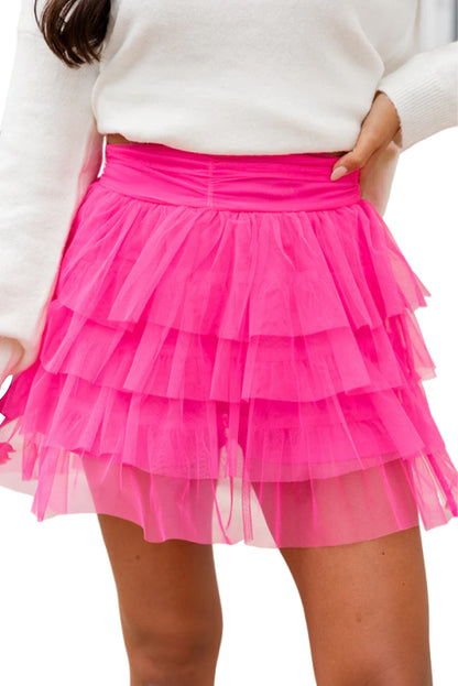 Strawberry Pink Layered Mini Tutu Skirt