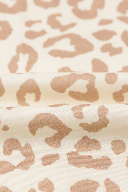 Cheetah Print Shirred Waist Pocket Wide Leg Plus Size Pants