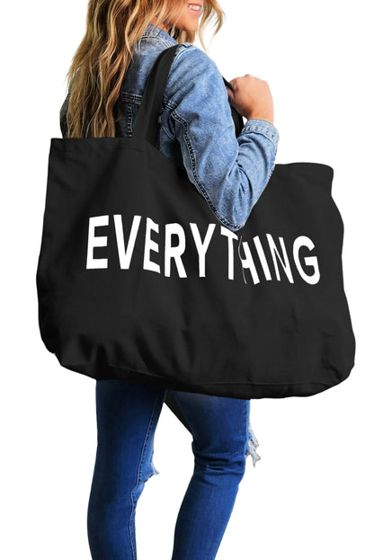 EVERYTHING Letter Print Large Canvas Tote Bag 73x17x44cm