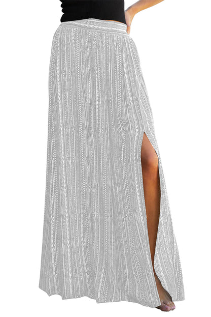 Striped Printed Slit Wide Leg High Waist Pants