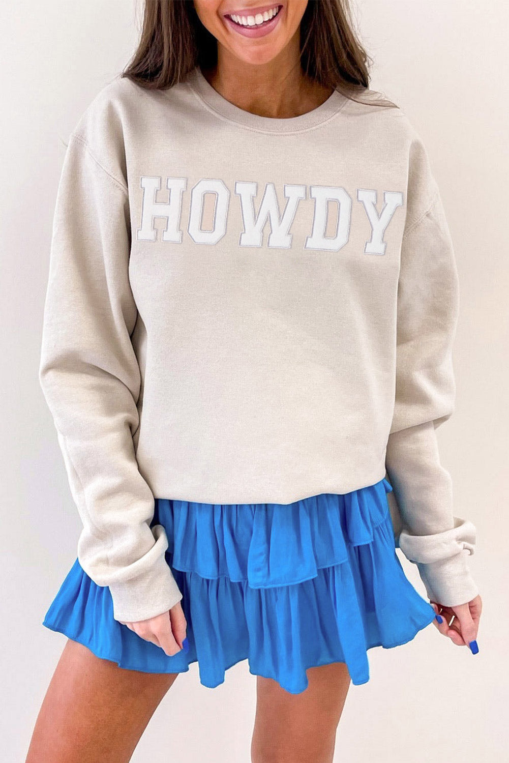 Gray HOWDY Drop Shoulder Graphic Sweatshirt