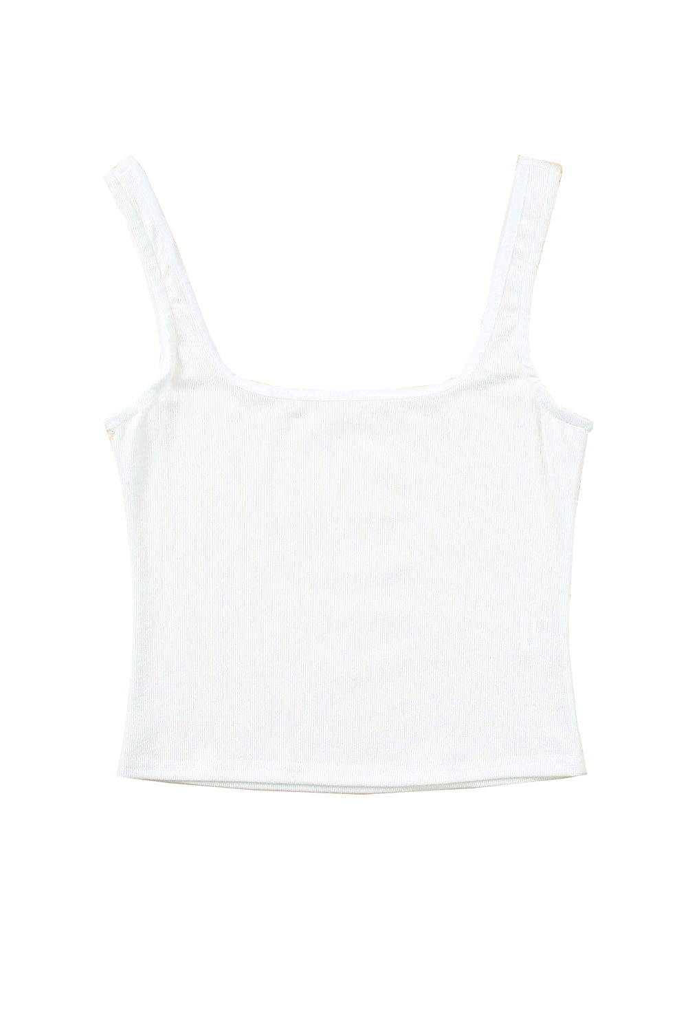 Plain White Slim Fit Square Neck Cropped Tank Top