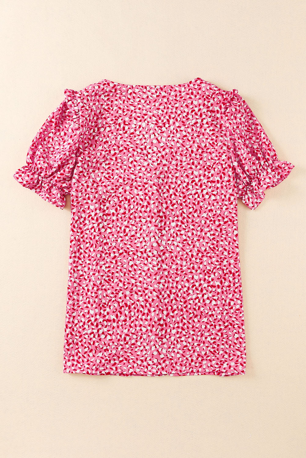 Rosy Leopard Print Oversized Casual Half Sleeve V Neck Top