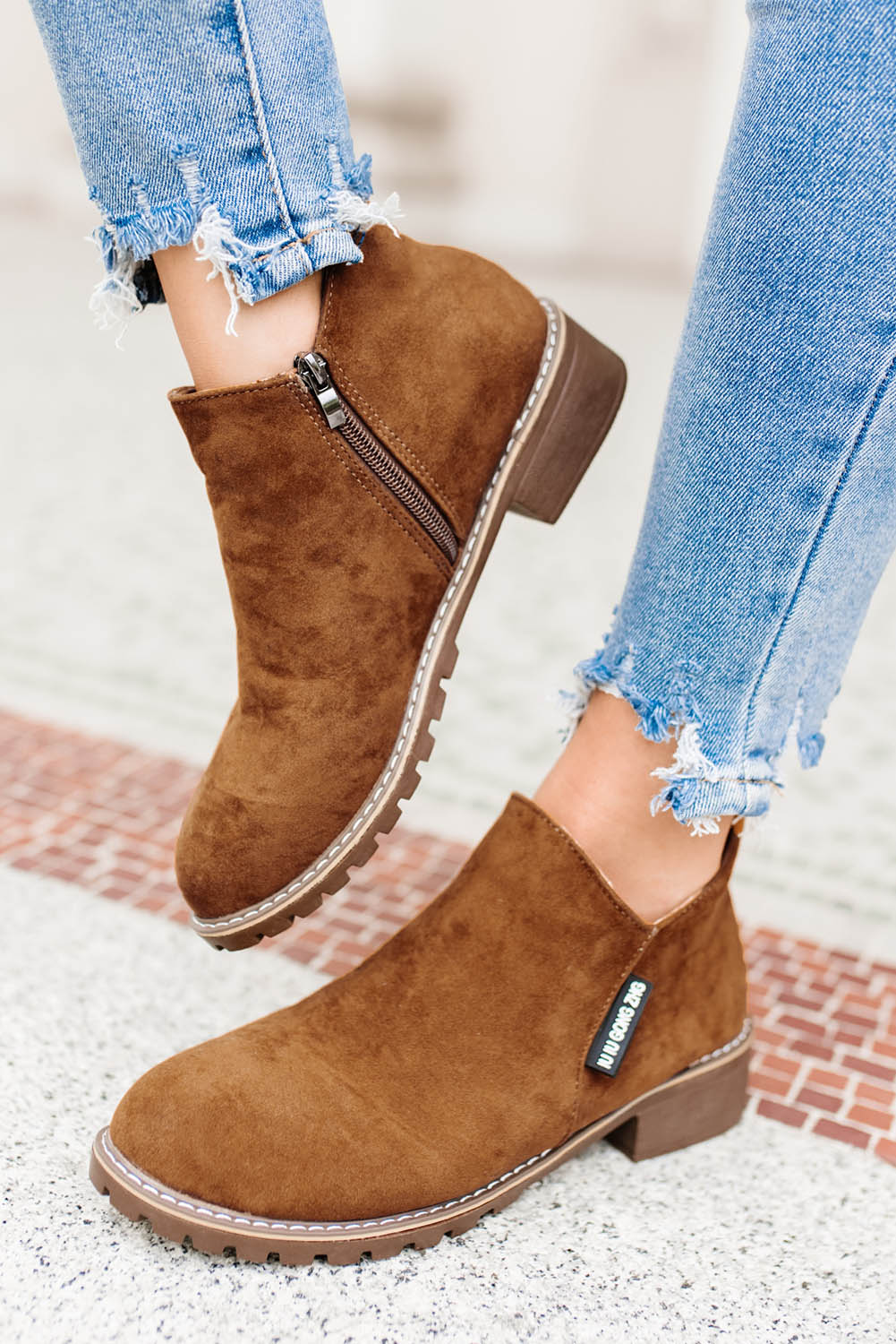 Casual Faux Suede Side Zip Ankle Boots