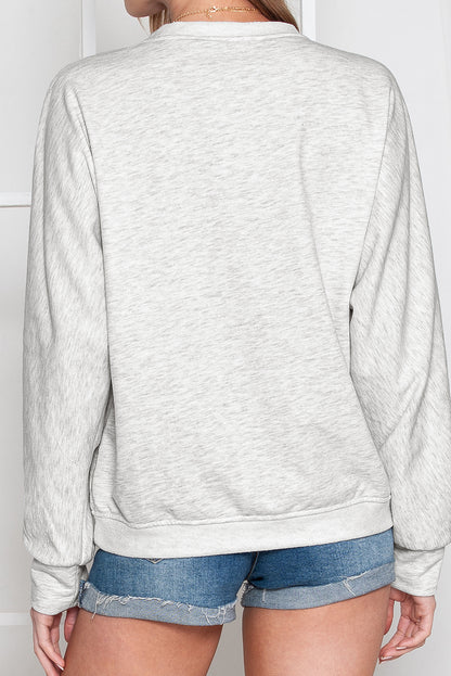 Gray Contrast Trim V Neck Wrap Sweatshirt with Pocket