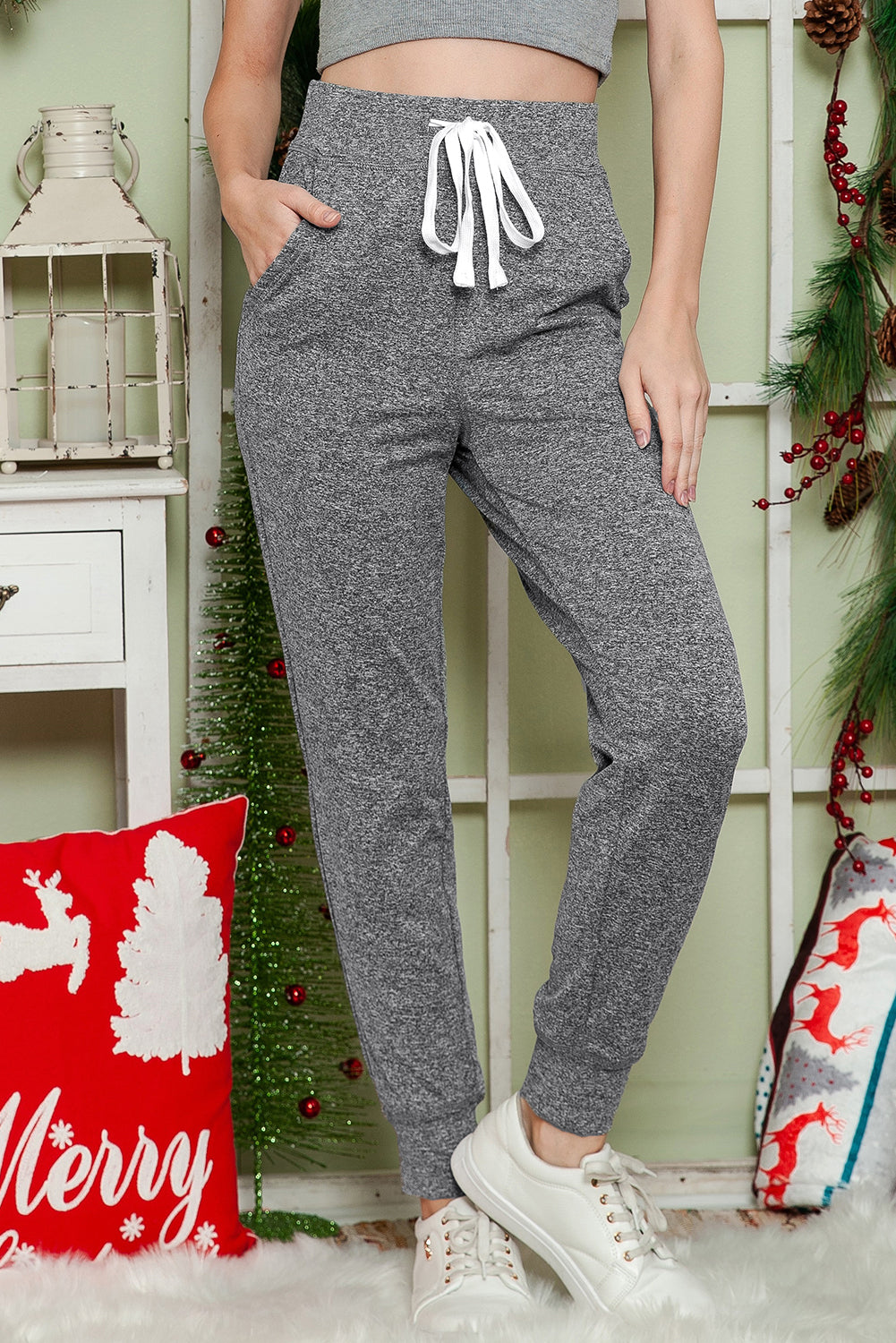 Casual Drawstring Drop Waist Pocketed Joggers