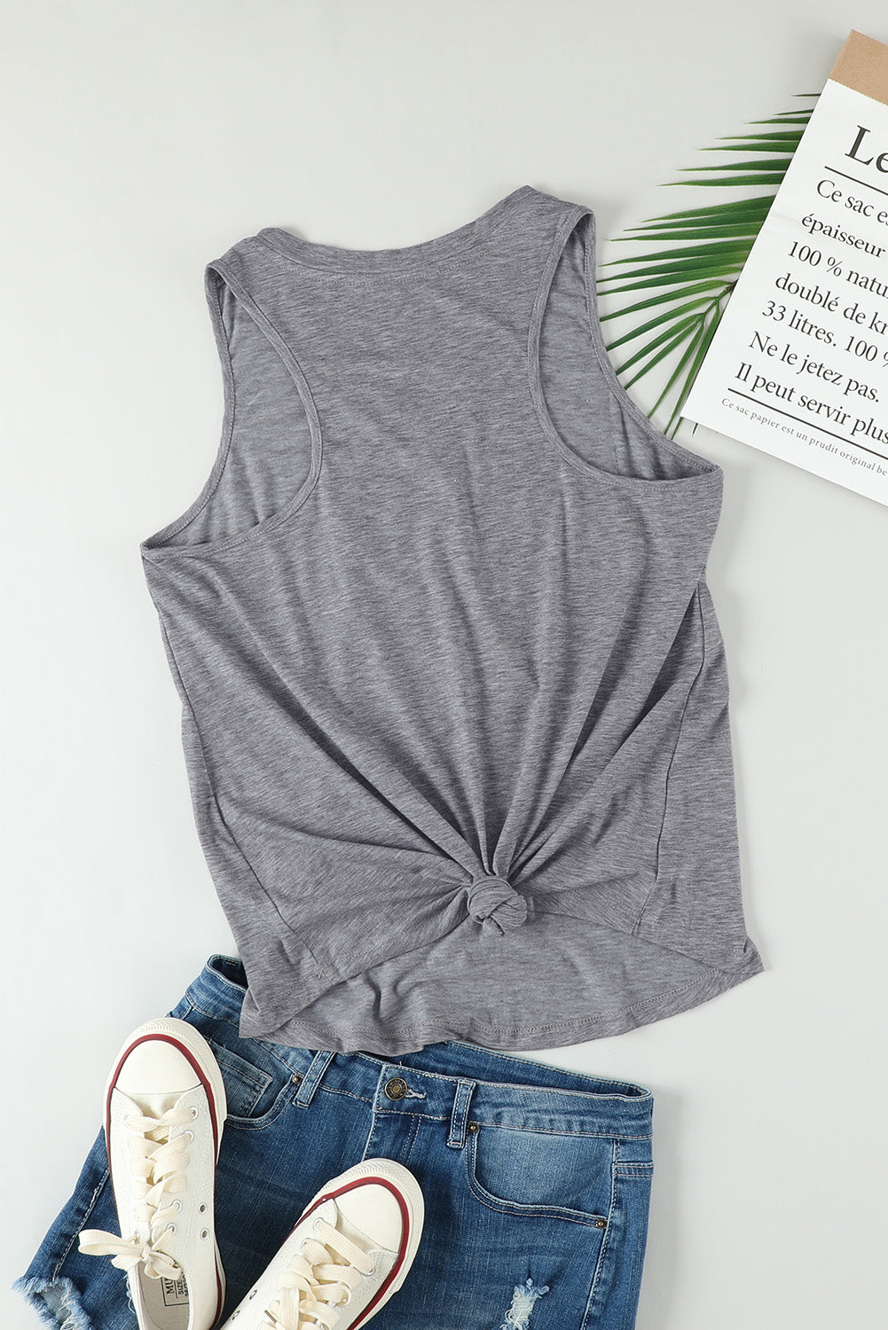 Casual V Neck Racerback Tank Top With Pocket