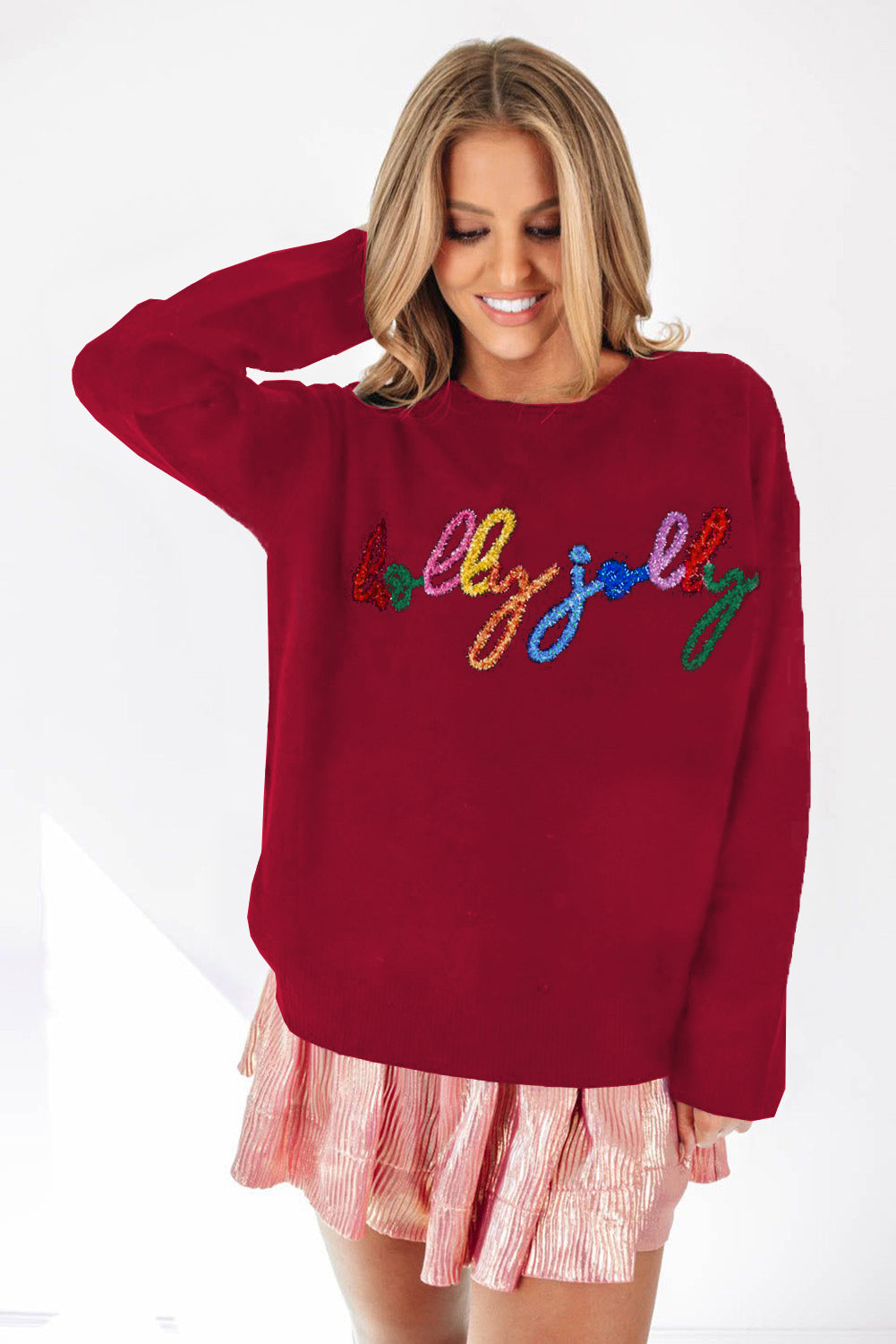 Glitter Merry & Bright Round Neck Knit Sweater