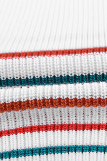 Multicolor Stripes White Knit Tank Top