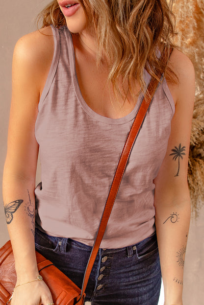 Scoop Neck Basic Solid Tank Top