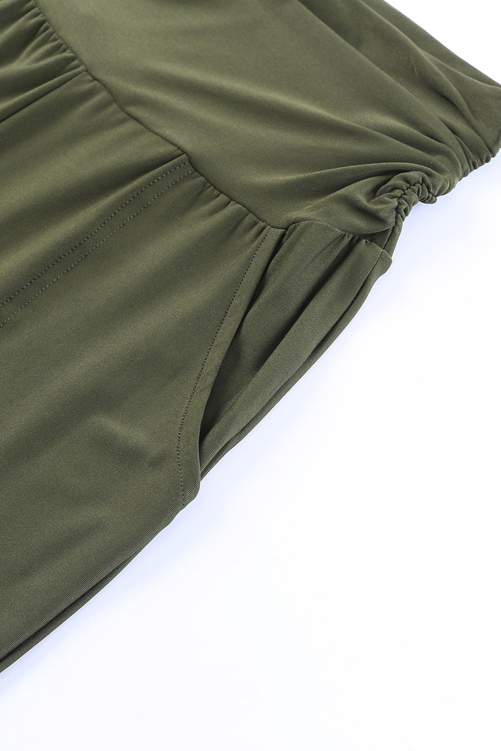 Green High Waist Pleated Casual Pocket Leggings