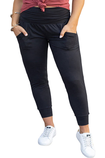 Plus Size High Waist Pocketed Skinny Pants