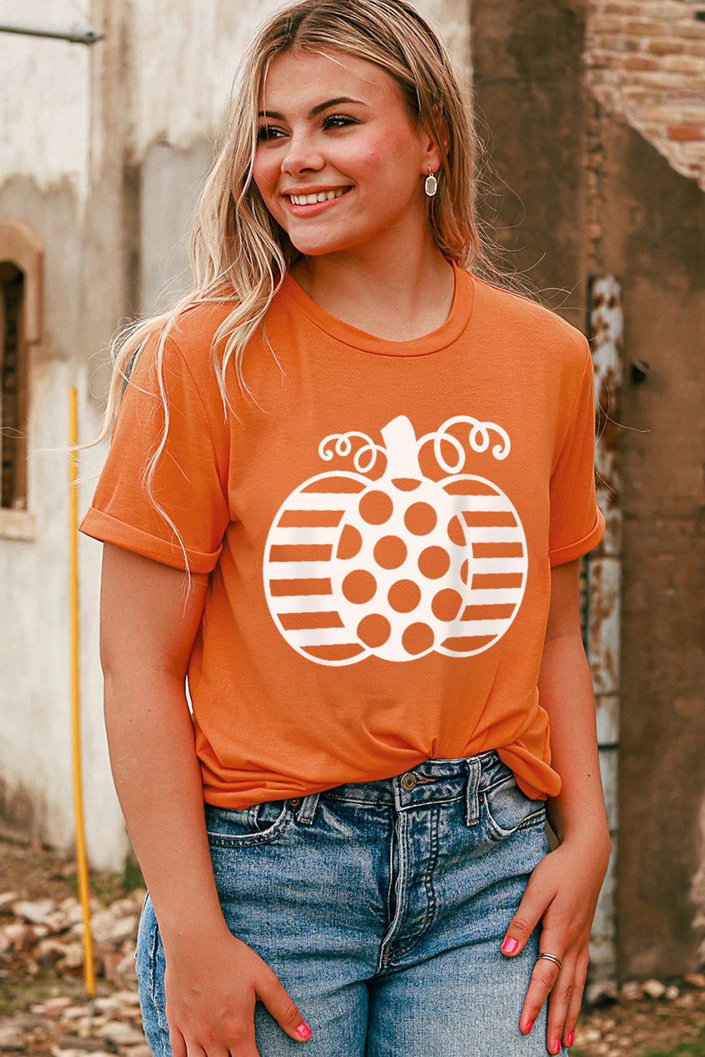 Orange Halloween Pumpkin Graphic Tee