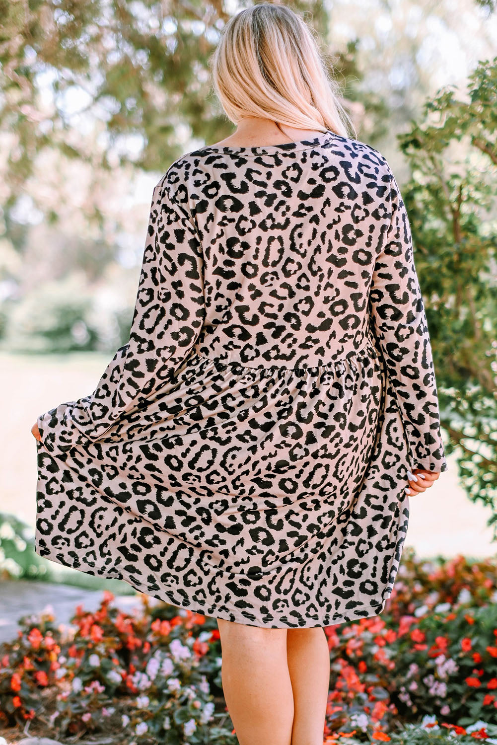 Cheetah Print Western Empire Waist Plus Size Midi Dress