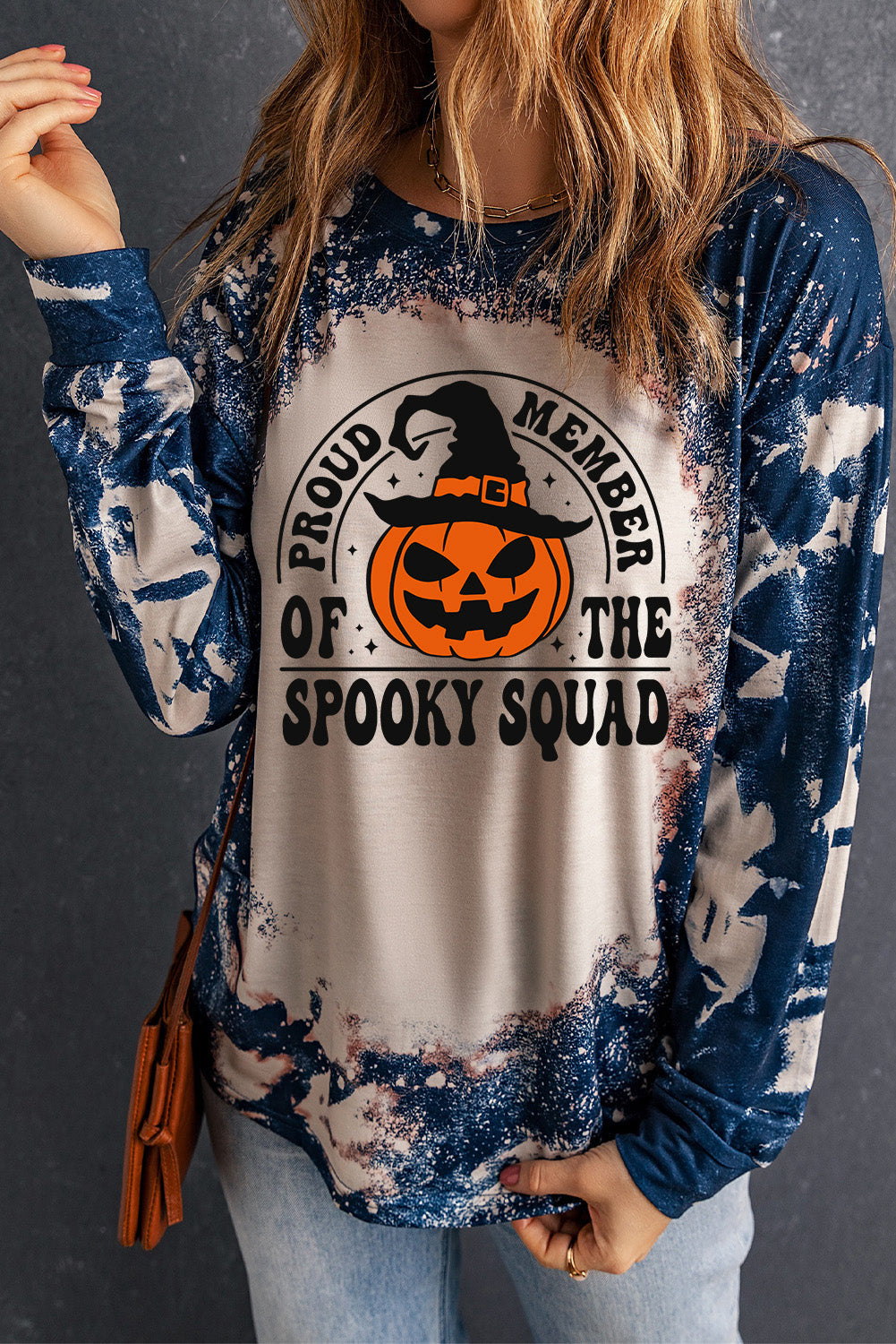 Multicolor Proud Member of The Spooky Squad Tie-dye Graphic Top