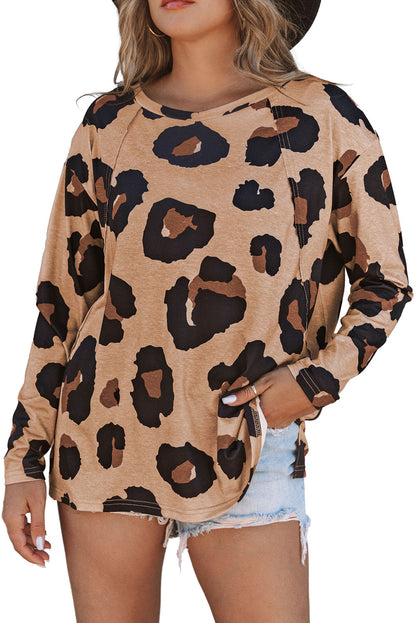 Print Drop Shoulder Pullover Long Sleeve Top