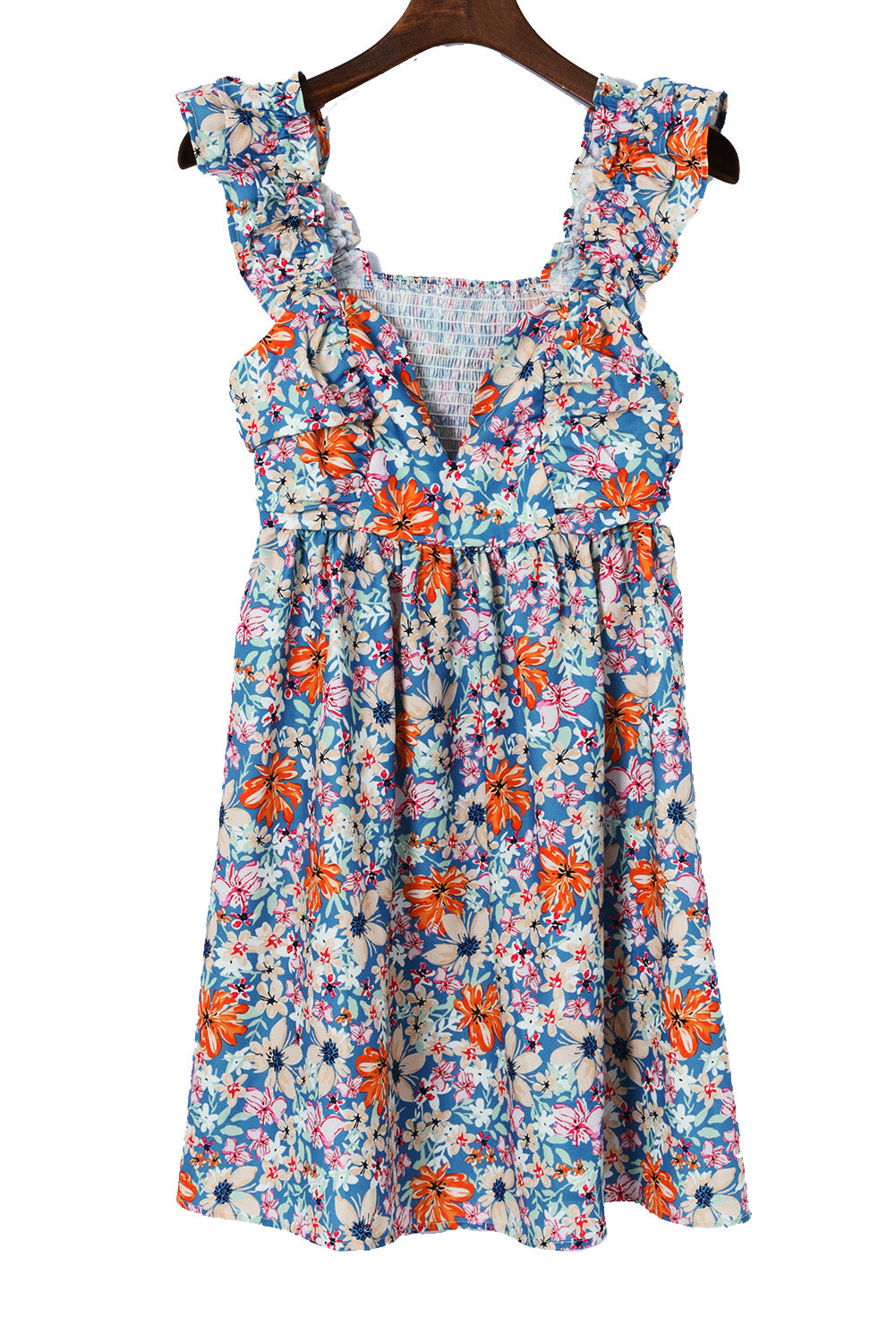 Multicolor Sweetheart Ruffle Sleeveless Floral Short Dress